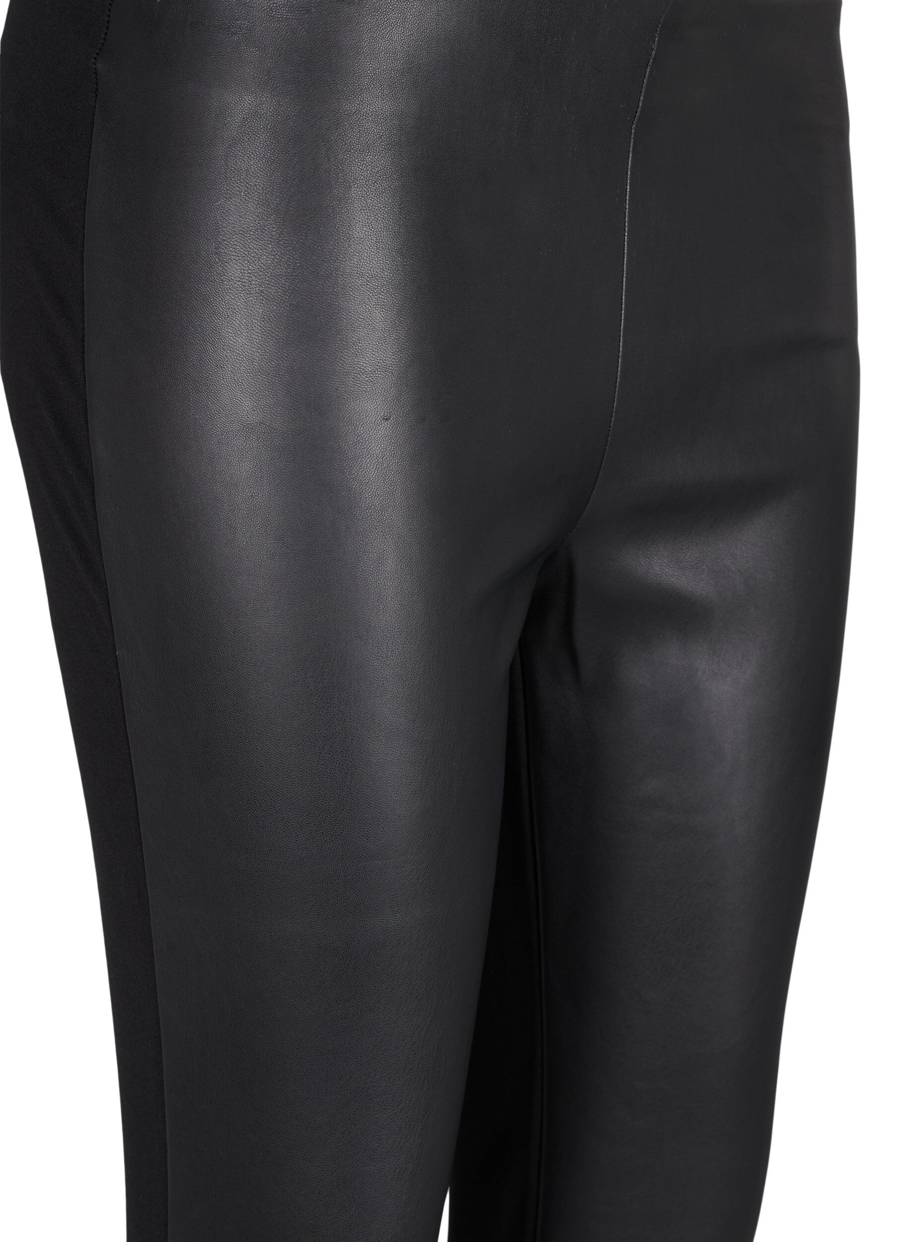Zizzi Leggings with faux leather, Black, Packshot image number 2