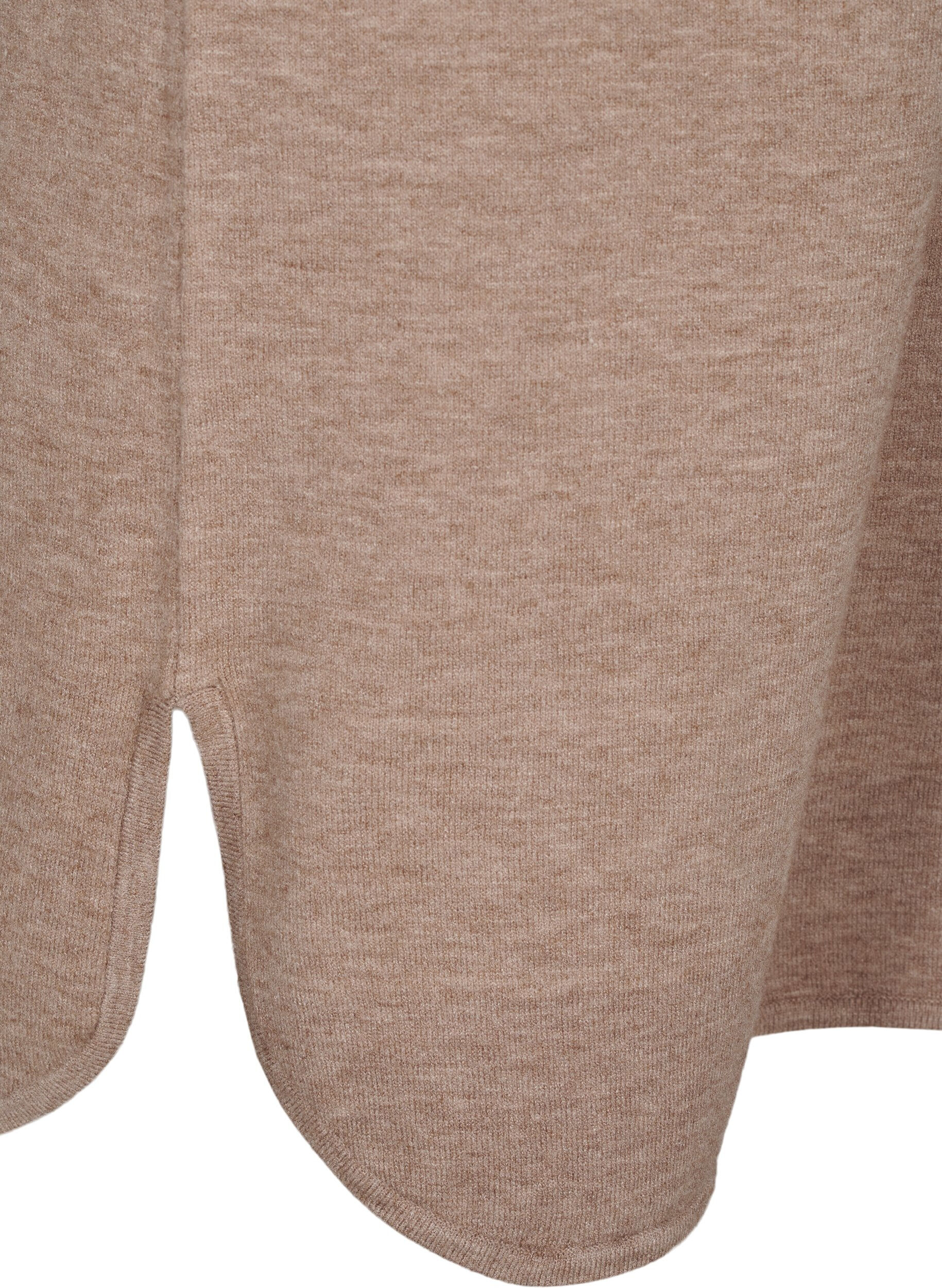 Zizzi Dzianinowa sukienka z okraglym dekoltem i dzianinowym wzorem, Fossil Mel., Packshot image number 3