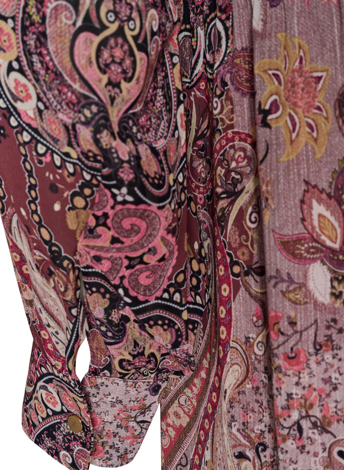 Sukienka midi z nadrukiem paisley i elastyczna talia, Fioletowy, Packshot image number 3
