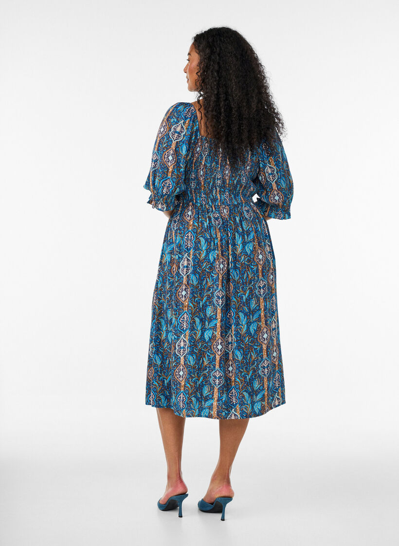 Letnia sukienka z wiskozy z nadrukiem paisley, Niebieskie, Model image number 1