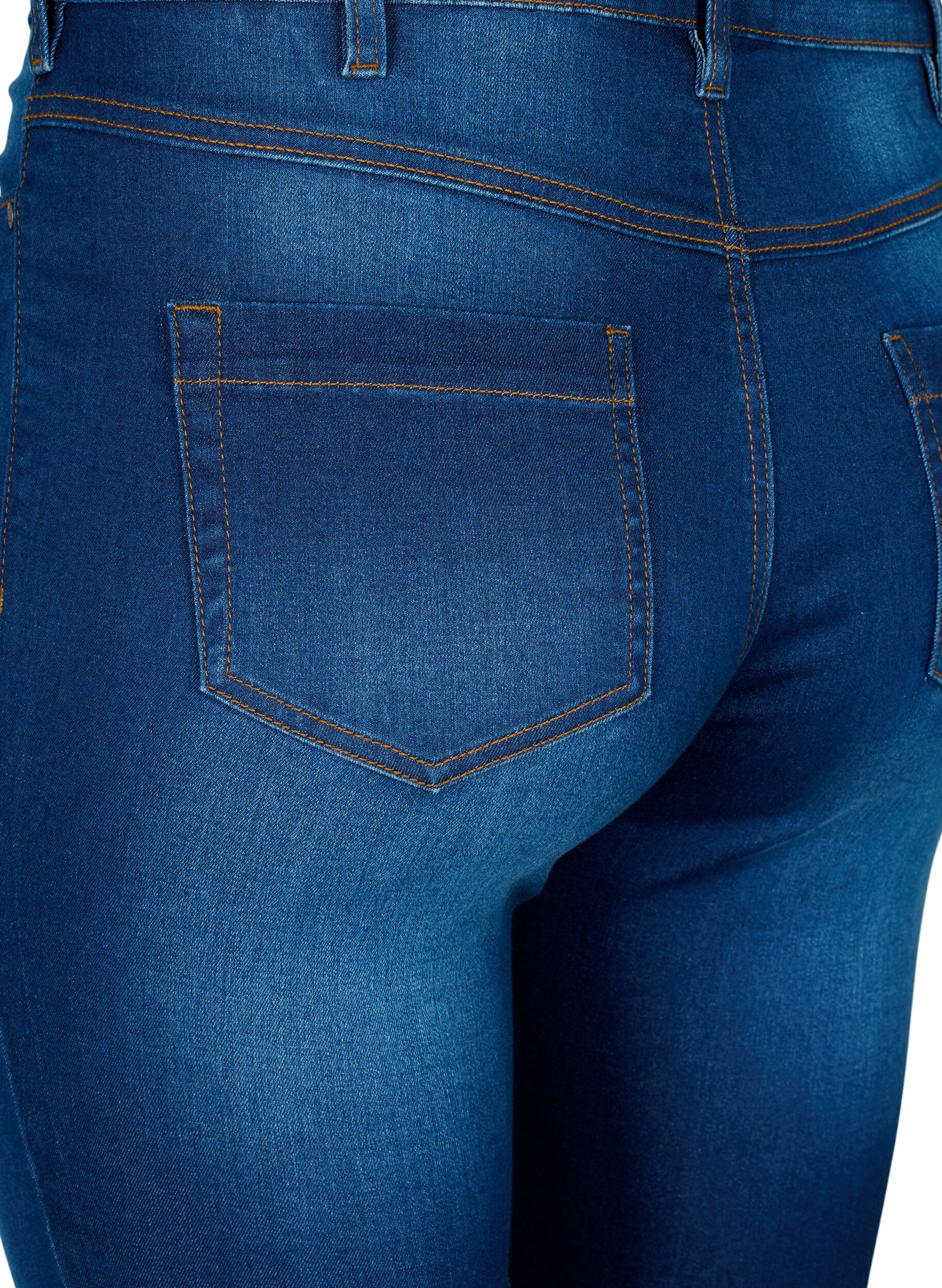 Zizzi Amy capri jeans z wysokim stanem i bardzo dopasowanym krojem, Niebieskie, Packshot image number 3
