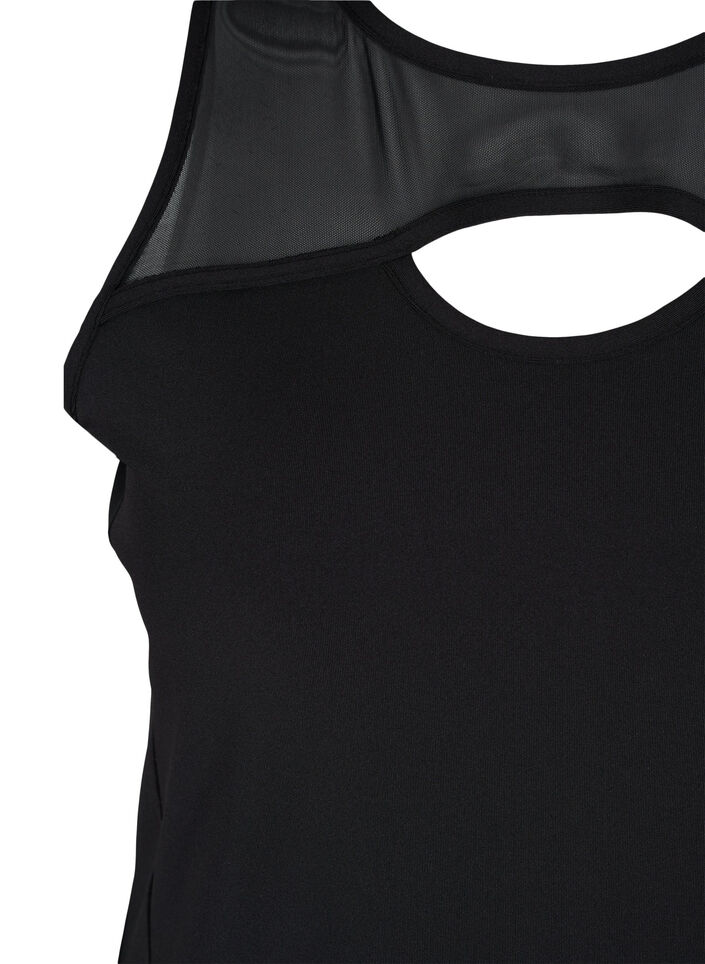Mesh workout top with racer back, Black, Packshot image number 2
