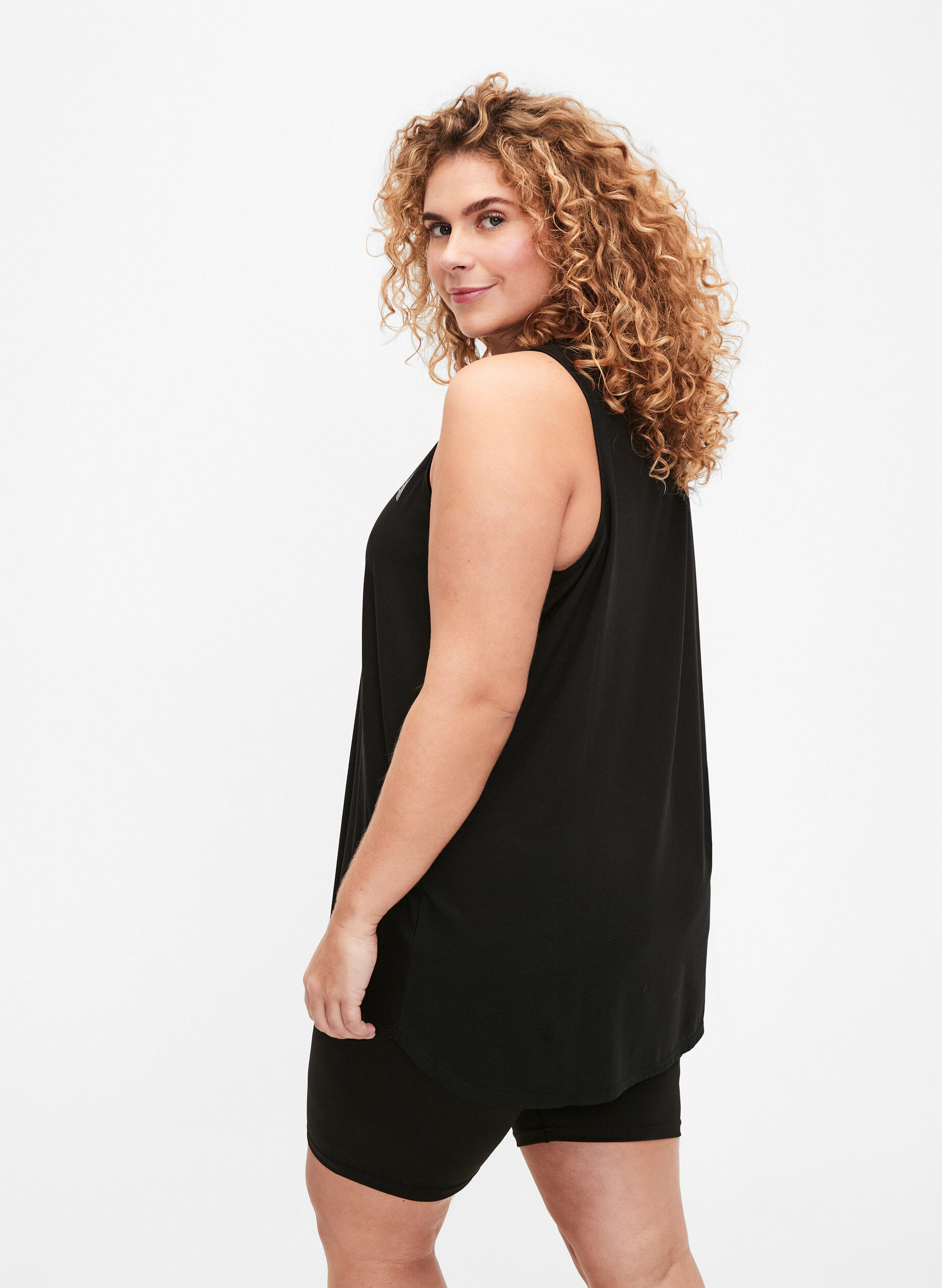 Zizzi Treningowa koszulka z dekoltem w szpic, Black, Model image number 1