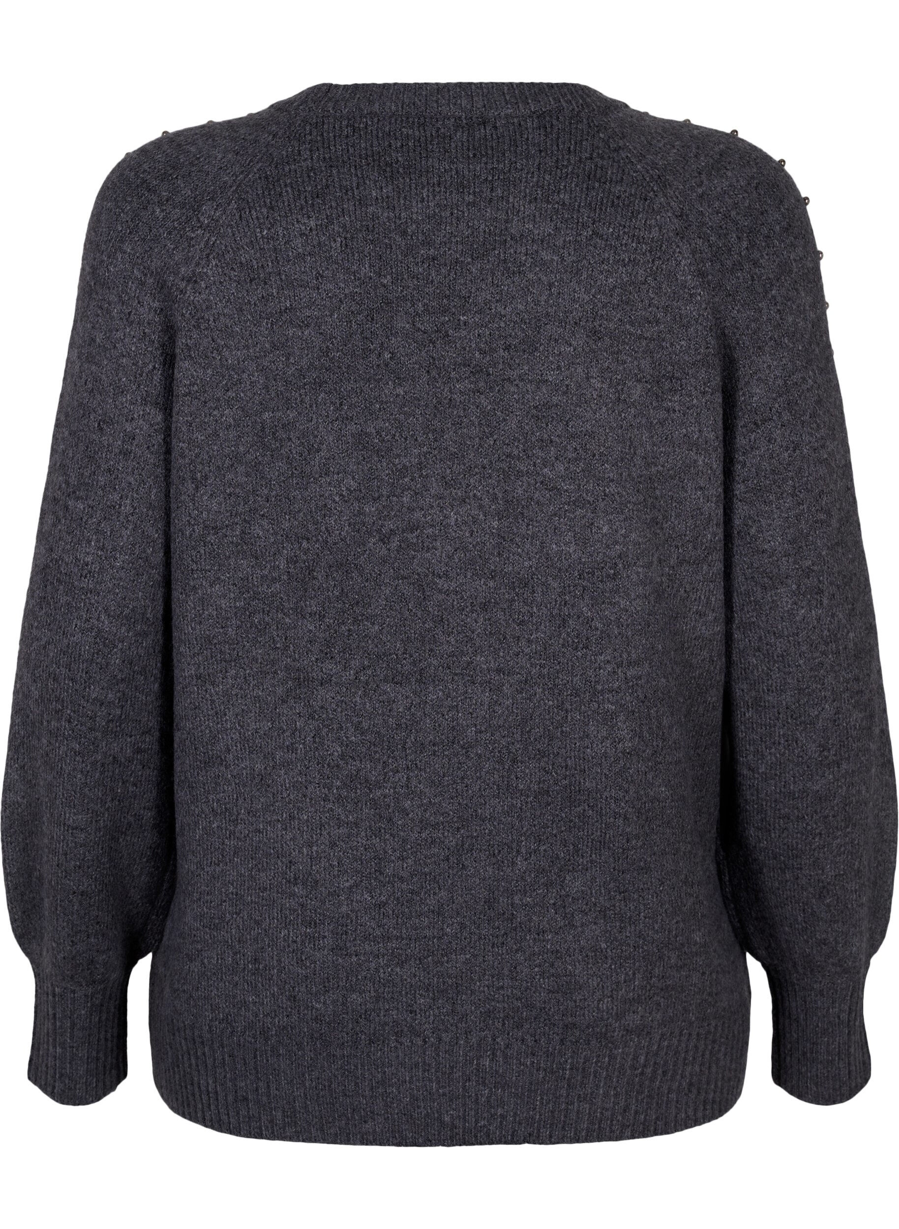 Zizzi Dzianinowy sweter z koralikami, Dark Grey Melange, Packshot image number 1