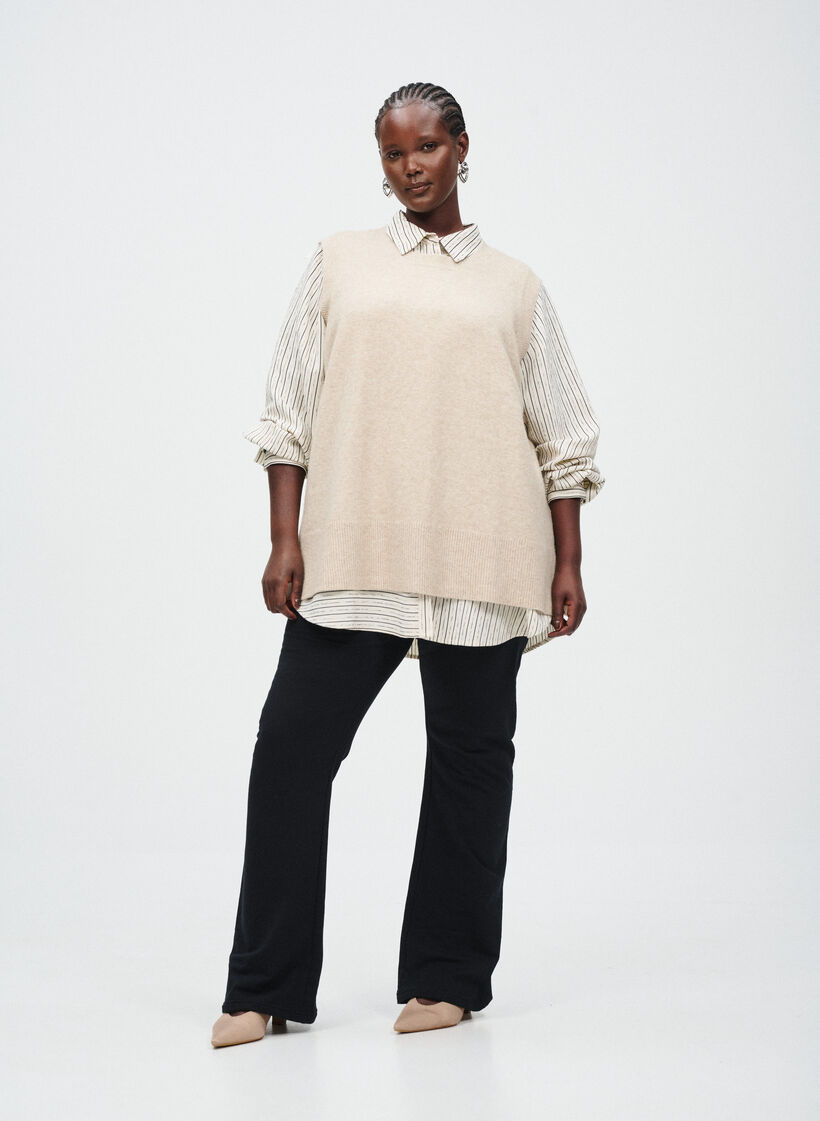 Rozkloszowane spodnie z dzerseju, Czarne, Image image number 0