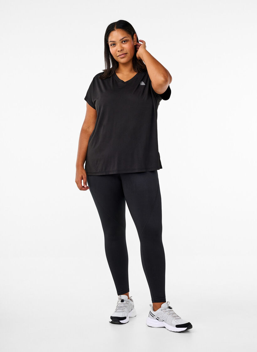 Rajstopy treningowe z podszewka z polaru, Czarne, Model image number 1