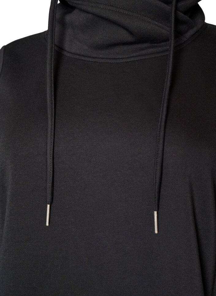 Bluza z wysokim kolnierzem i kieszeniami, Czarne, Packshot image number 2