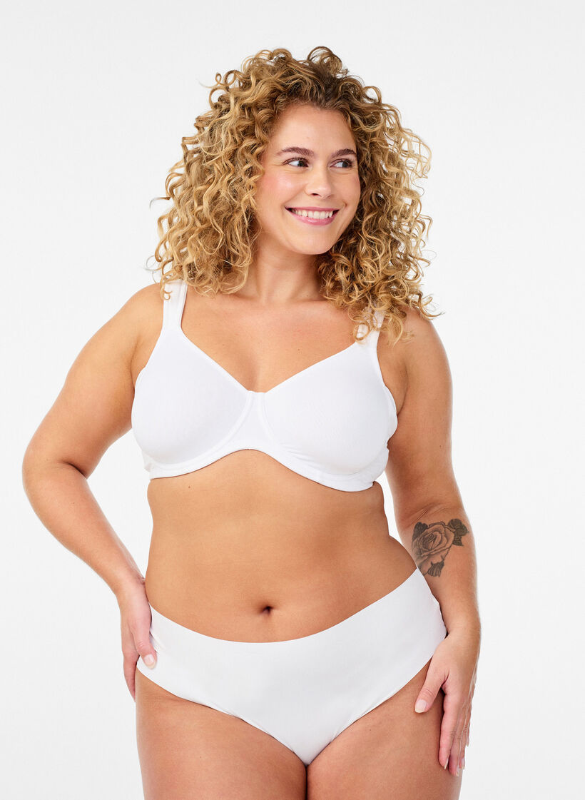 Wygodny biustonosz z fiszbinami i usztywnianymi miseczkami, Biały, Model image number 1