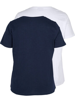 Podstawowa koszulka bawelniana 2-pack, Navy B/B White, Packshot image number 1