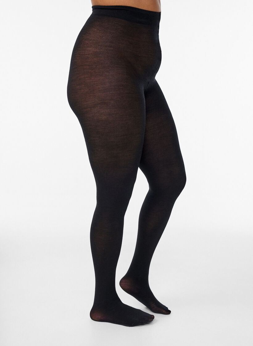 Welniane rajstopy, Czarne, Model image number 1