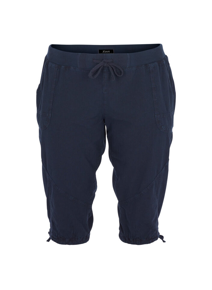 Bawelniane spodnie capri, Niebieskie, Packshot image number 0
