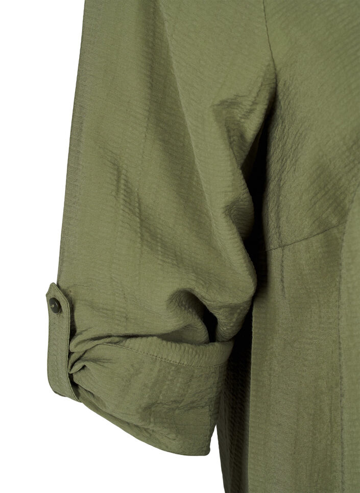 Wiskozowa bluzka koszulowa z rekawami 3/4, Winter Moss, Packshot image number 3