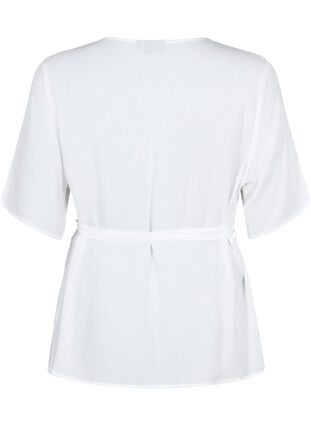 Wiskozowa bluzka w kopertowym stylu, Bright White, Packshot image number 1