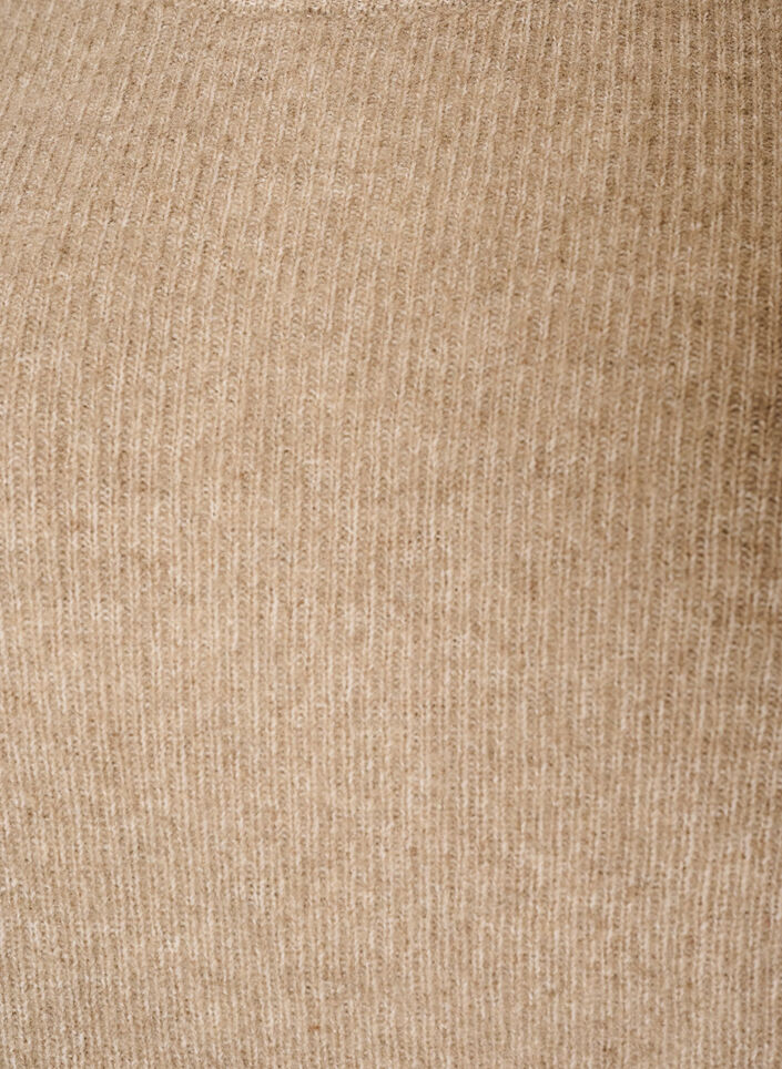 Melanzowa bluzka z dzianiny z okraglym dekoltem, Beżowy, Packshot image number 2