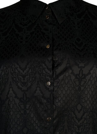 Koszula o przedluzonym kroju z teksturowanym wzorem, Black, Packshot image number 2
