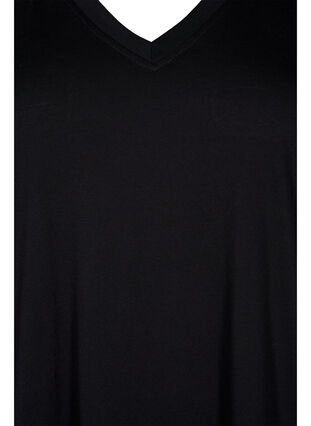 T-shirt z koronkowymi rekawami, Black, Packshot image number 2