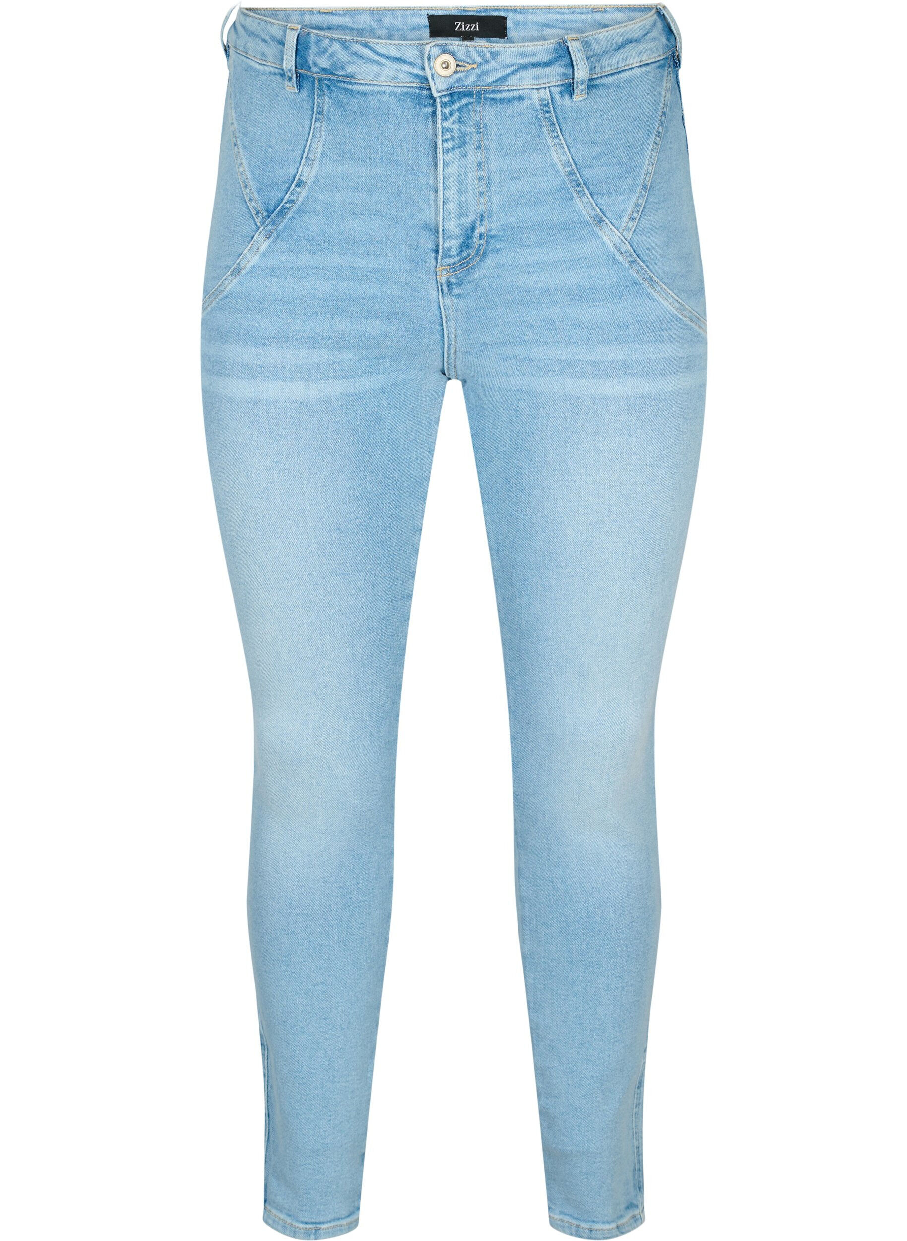 Zizzi High waisted Amy jeans with super slim fit, Light blue, Packshot image number 0