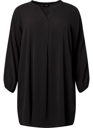 Sukienka z dlugim rekawem i dekoltem w szpic, Black, Packshot image number 0