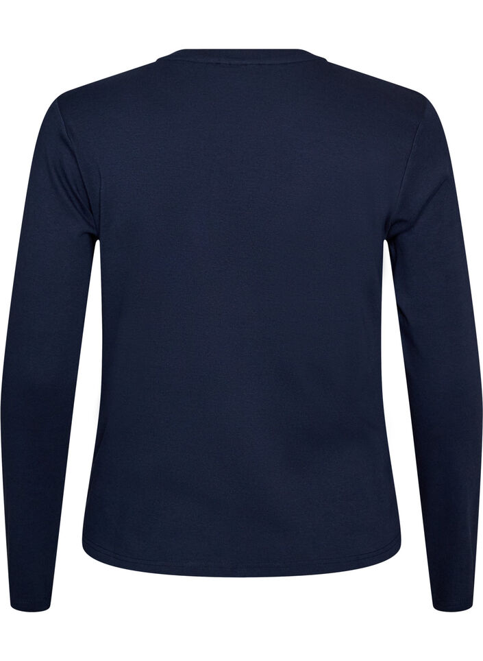 Basicowy T-shirt z dlugim rekawem i okraglym dekoltem, Niebieskie, Packshot image number 1