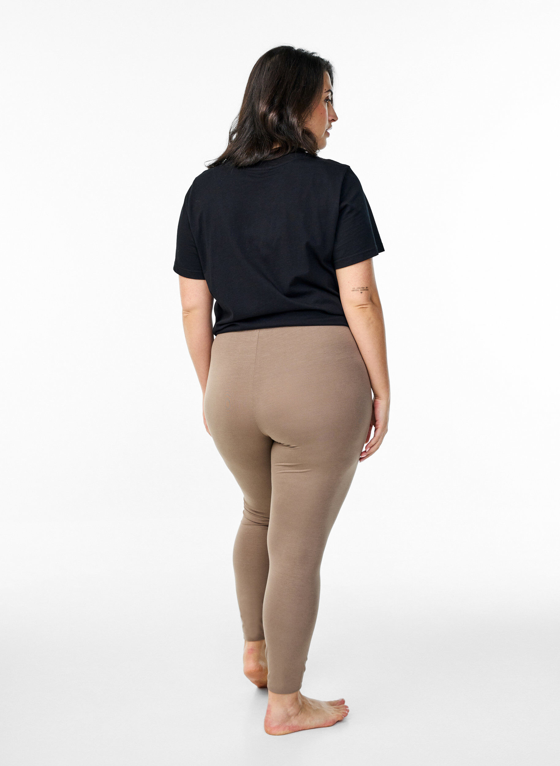 Zizzi Legginsy basic z wiskozy, Brązowy, Model image number 2