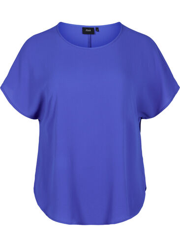 Bluzka z krótkim rekawem i okraglym dekoltem, Dazzling Blue, Packshot image number 0
