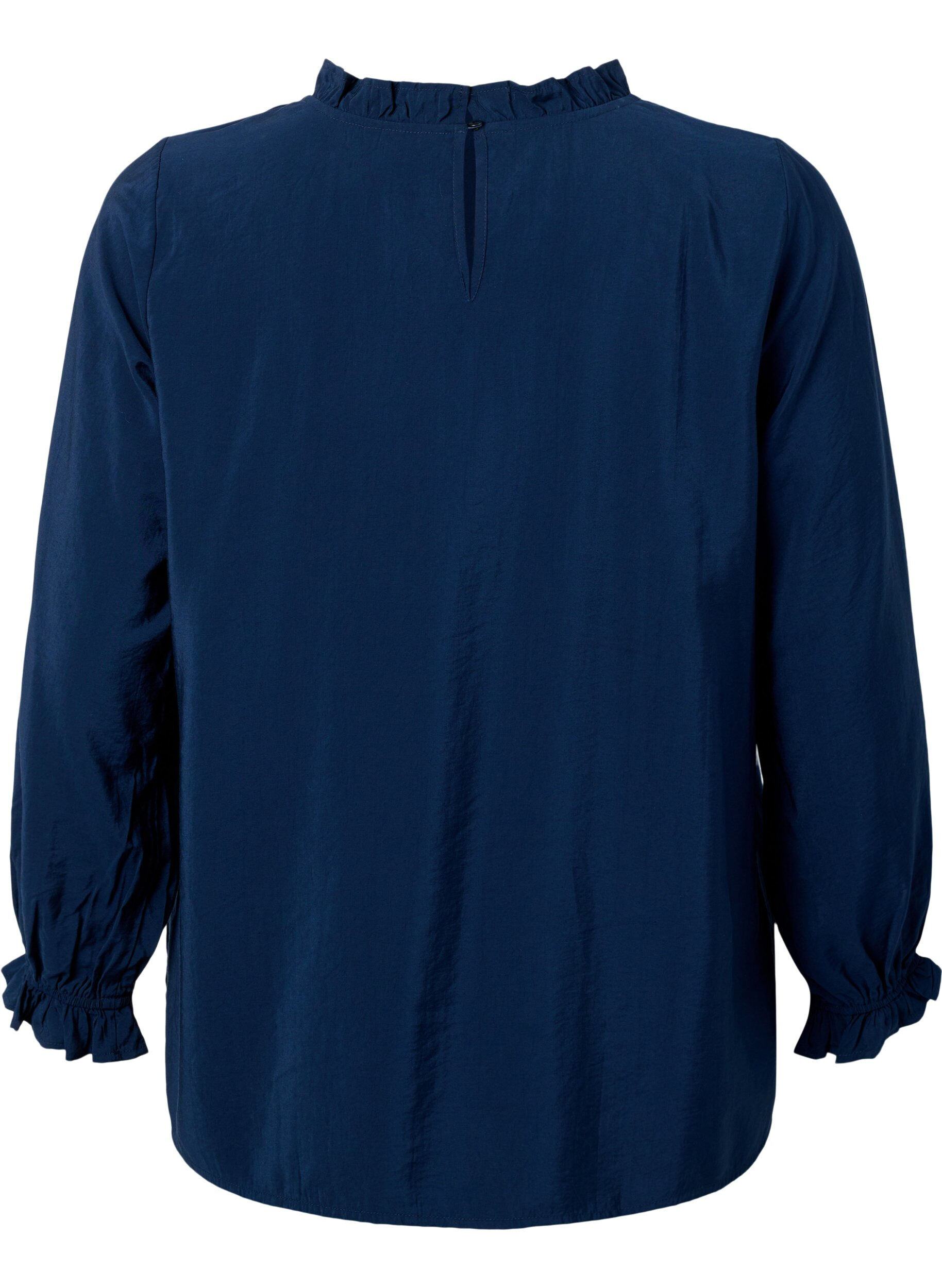 Zizzi Wiskozowa bluzka z dlugimi rekawami i marszczeniami, Total Eclipse, Packshot image number 1