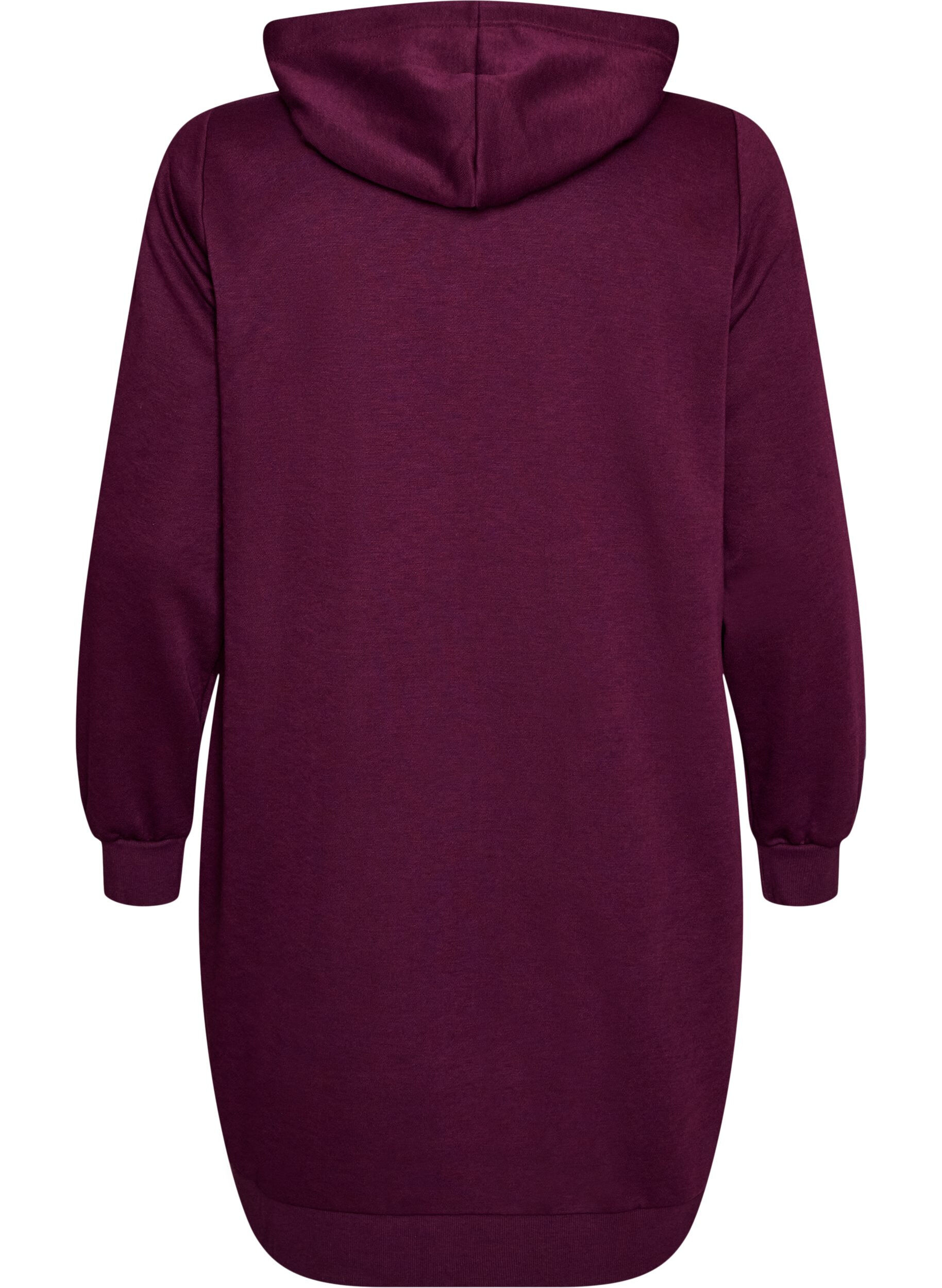 ZizziDluga bluza z kapturem, zamkiem blyskawicznym i kieszeniami, Fioletowy, Packshot image number 1