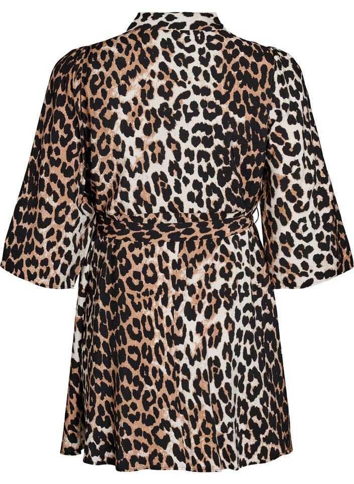 Tunika w krate z pasem do wiazania i rekawami 3/4, Brązowy, Packshot image number 1