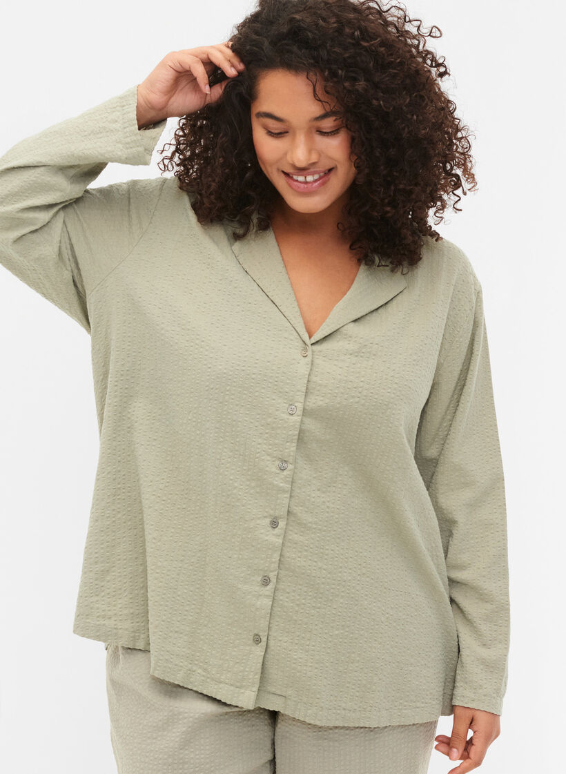 Bawelniana koszula o dopasowanym kroju, Seagrass , Model image number 2