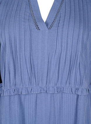 Bawelniana sukienka z rekawem 3/4 i marszczeniami, Moonlight Blue, Packshot image number 2