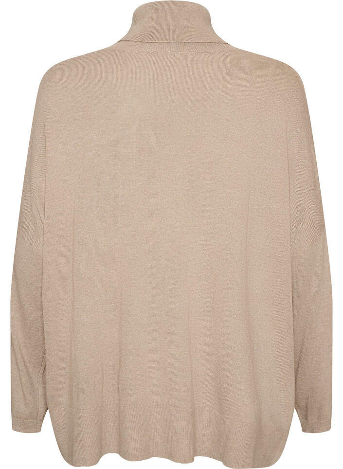 Sweter z kolnierzykiem i luznym krojem, Beżowy, Packshot image number 1