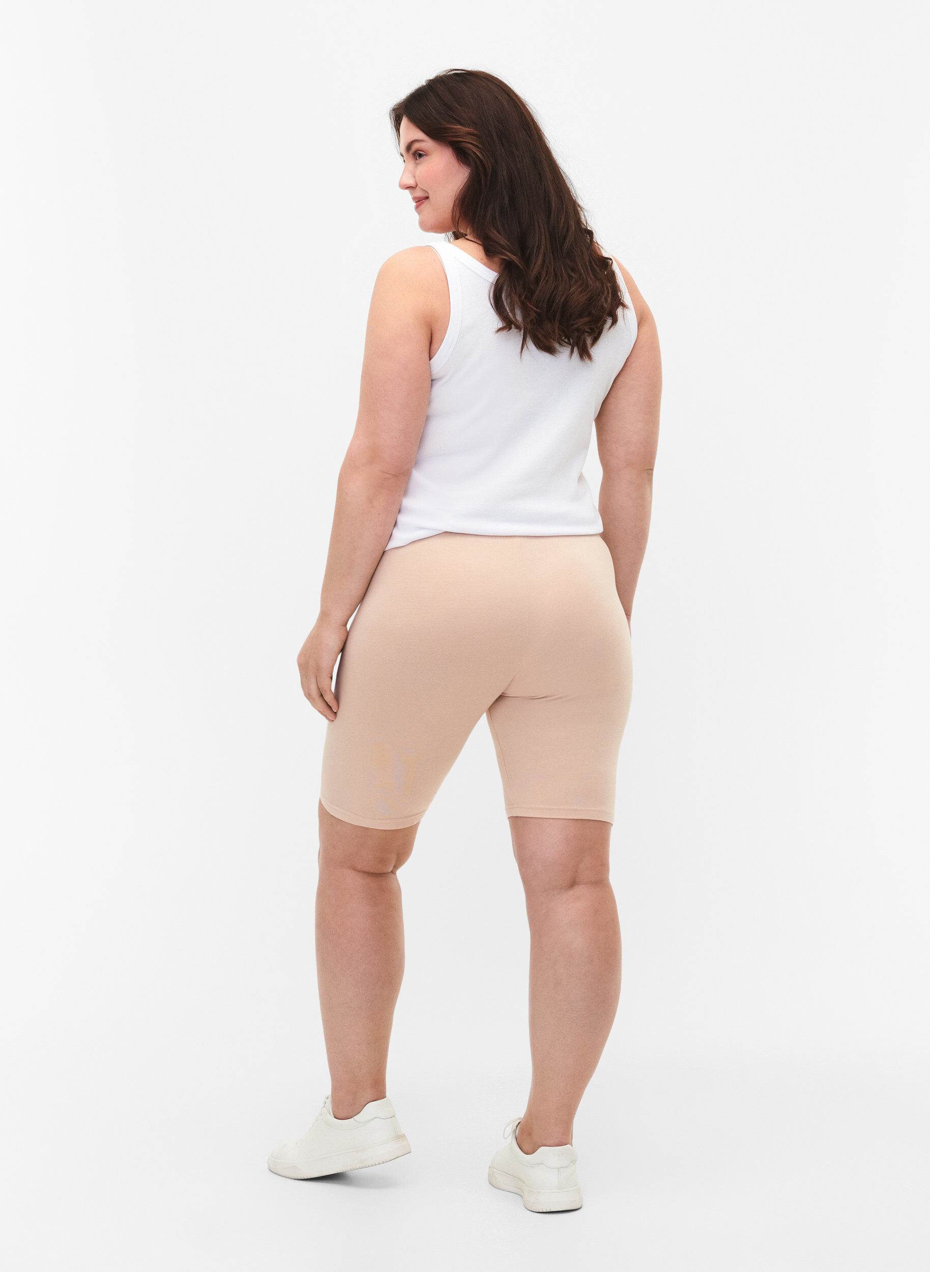 ZizziJednokolorowe szorty rowerowe typu basic, Beżowy, Model image number 2