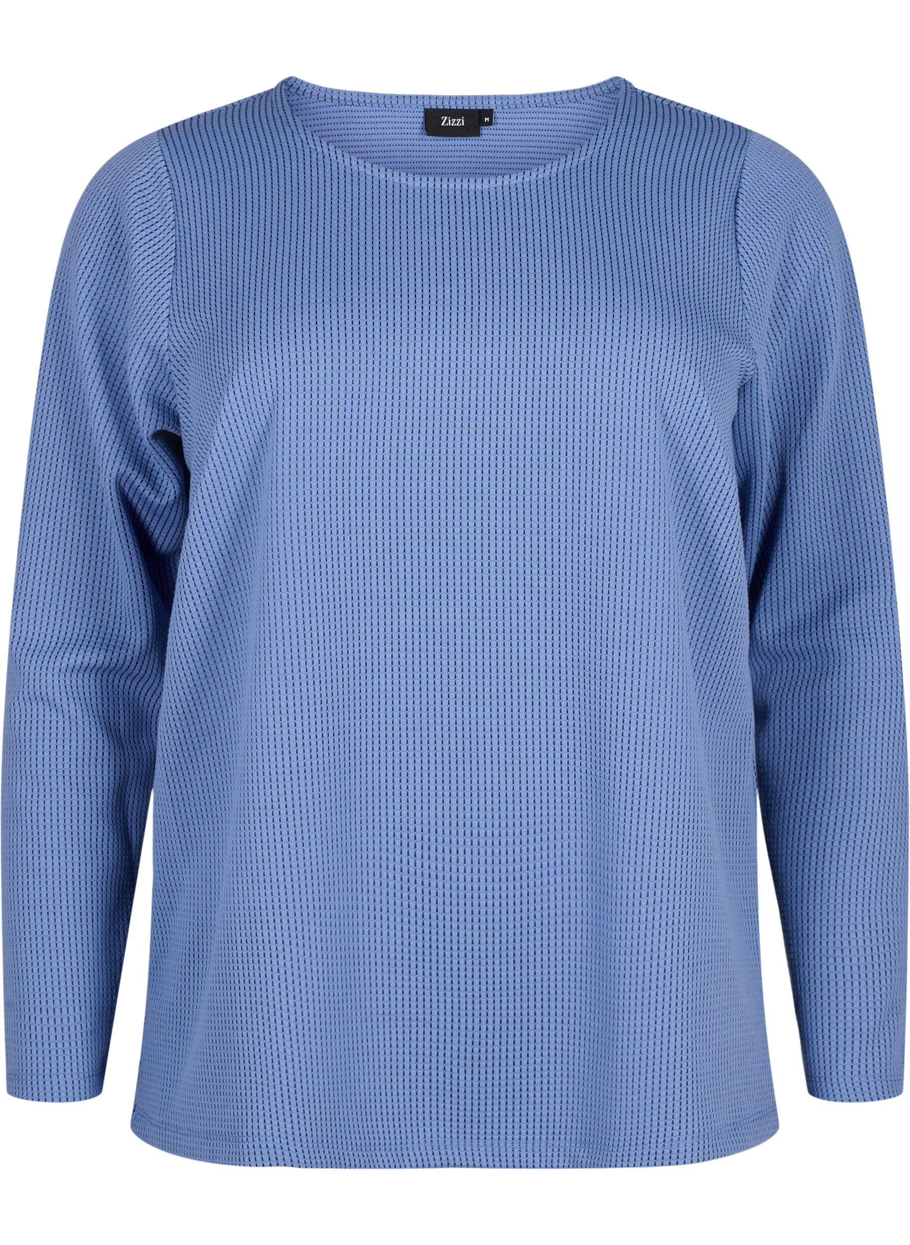 Zizzi Teksturowana trapezowa bluzka, Quiet Harbor, Packshot image number 0