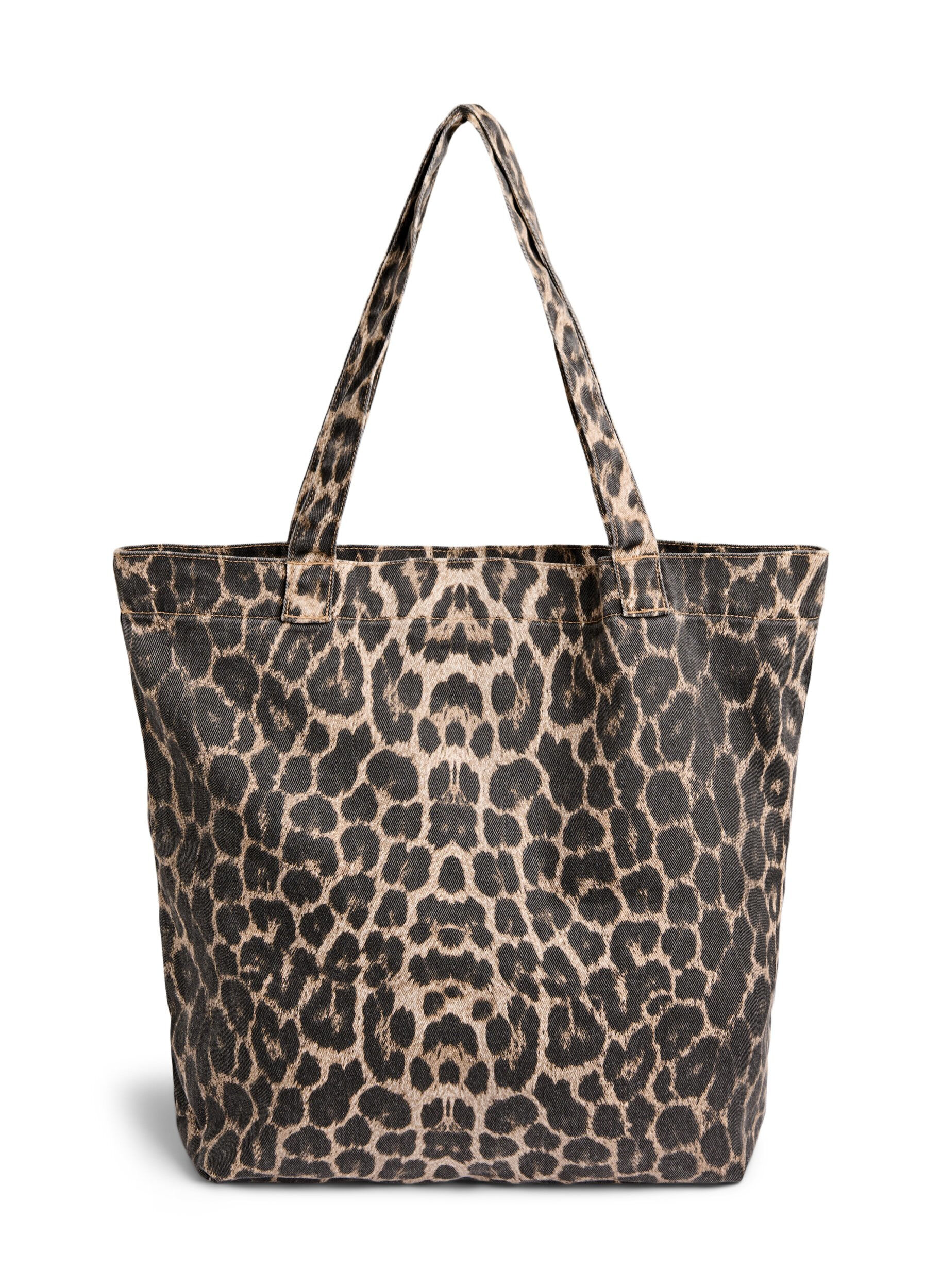 Zizzi Denimowa torba shopper w panterke, Brązowy, Packshot image number 1