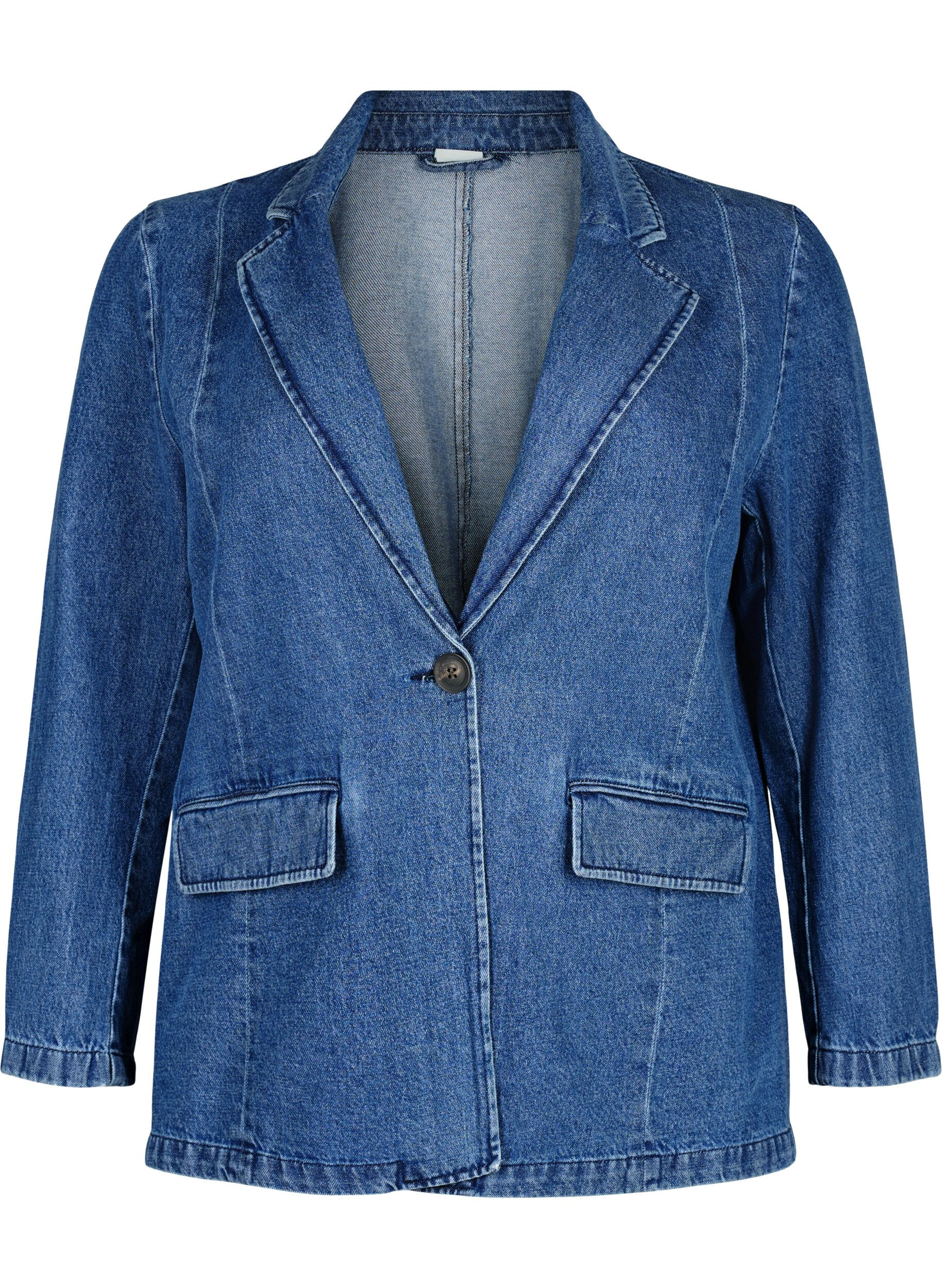 Zizzi Denimowa marynarka z kieszeniami, Blue Denim, Packshot image number 0