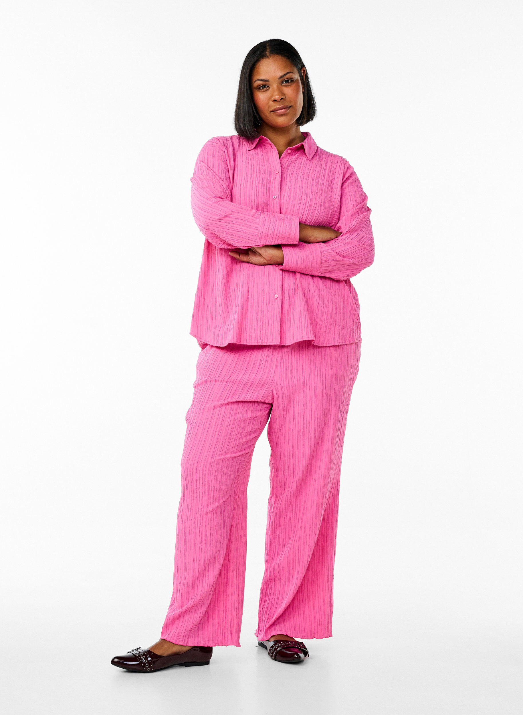 Zizzi FLASH - Koszula z faktura, R&oacute;żowy, Model image number 1