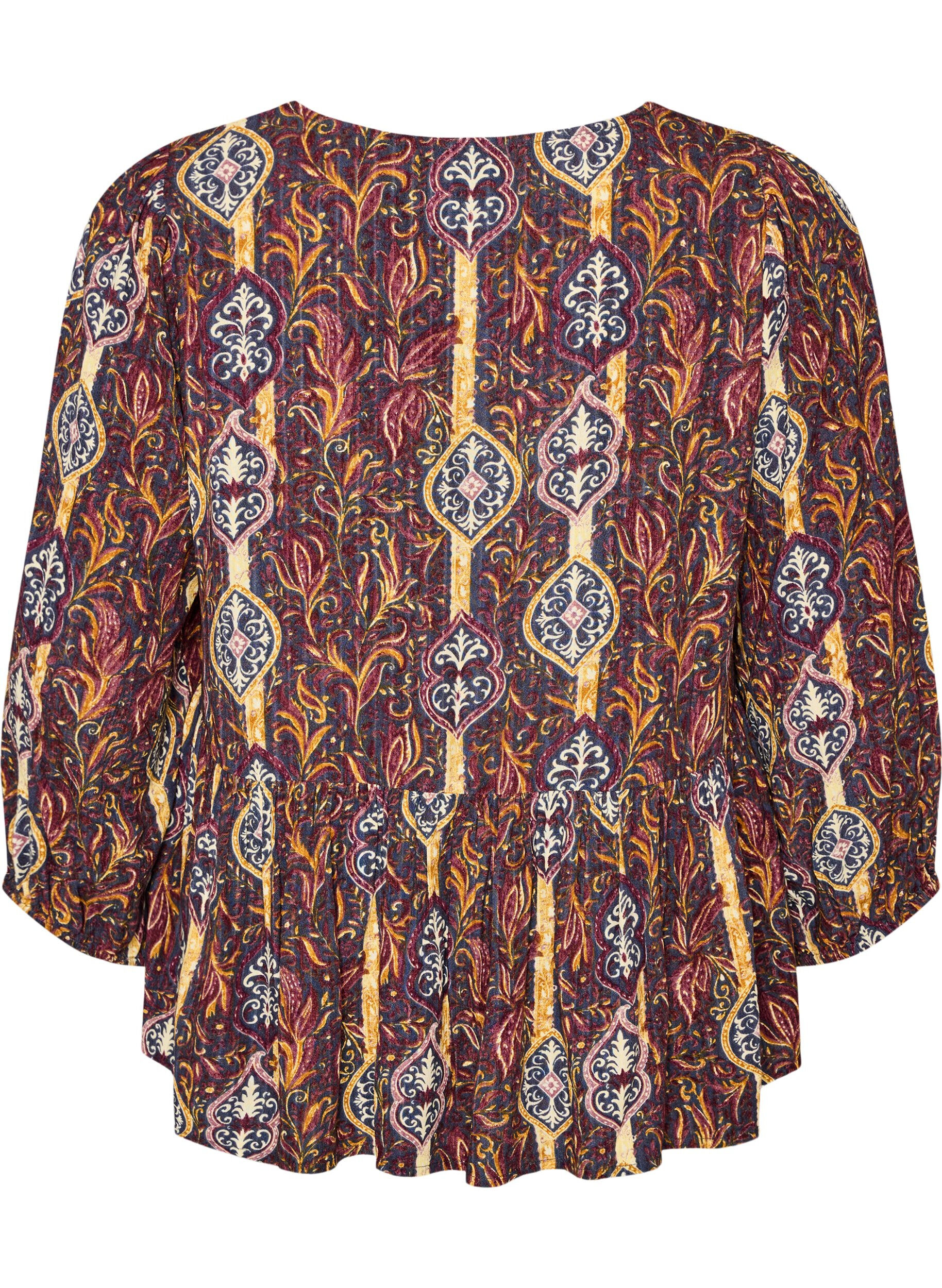 ZizziBluzka z nadrukiem w stylu paisley i koronkowym detalem, Fioletowy, Packshot image number 1