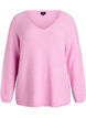 Dzianinowa bluzka z dekoltem w ksztalcie litery V i reglanowymi rekawami, Różowy, Packshot image number 0