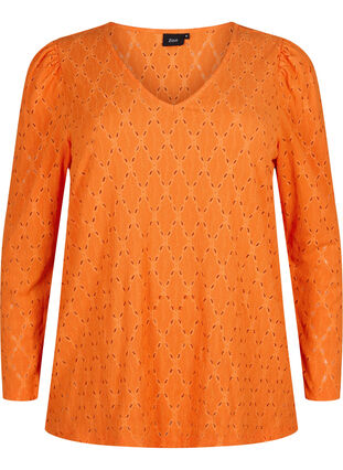 Azurowa bluzka z dekoltem w serek, Carrot, Packshot image number 0
