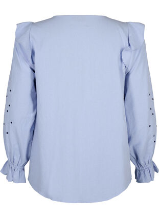 Bawelniana bluzka z haftem i falbanami, Ch. Blue w. Navy, Packshot image number 1