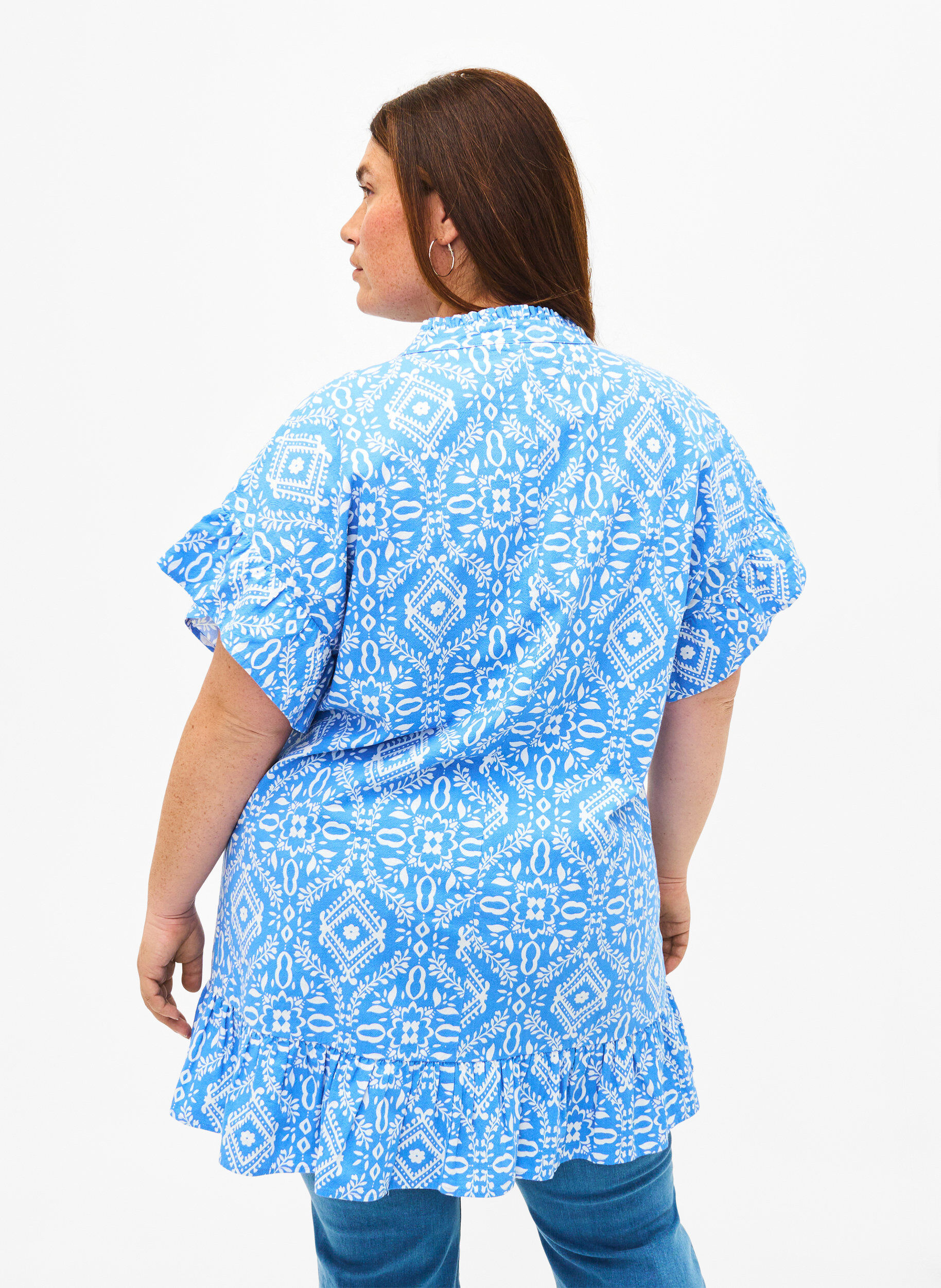 Zizzi Bawelniana tunika w kwiaty, Marina Flower AOP, Model image number 1