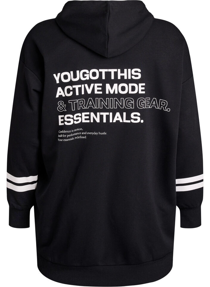 Dlugi kardigan dresowy z nadrukowanymi detalami, Czarne, Packshot image number 1