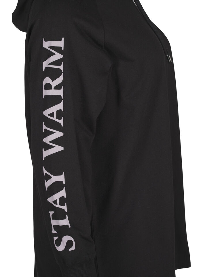 Bluza oversize z nadrukiem na rekawach, Black w. Silver, Packshot image number 3