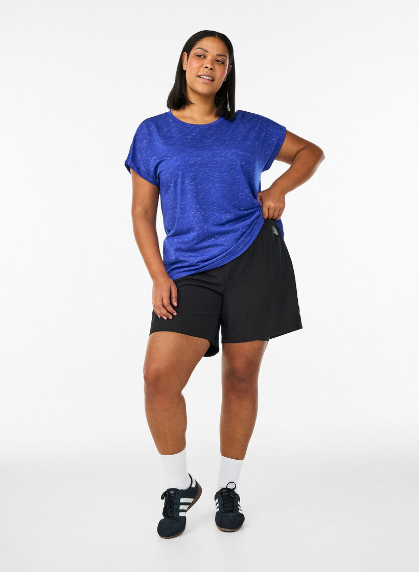 Luzna koszulka treningowa z kr&oacute;tkim rekawem, Fioletowy, Model image number 1