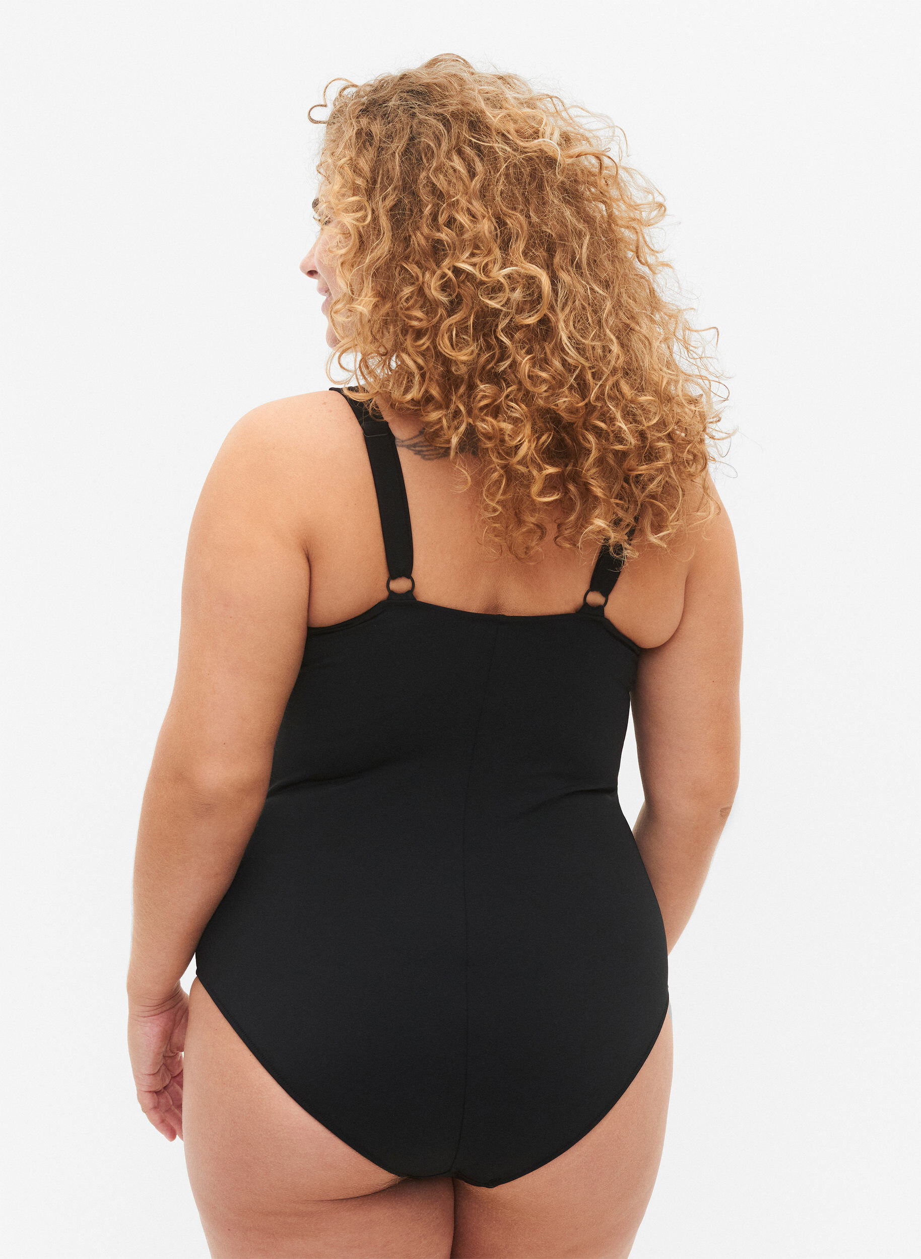 Zizzi Swimsuit with ruched details, Black, Model image number 1