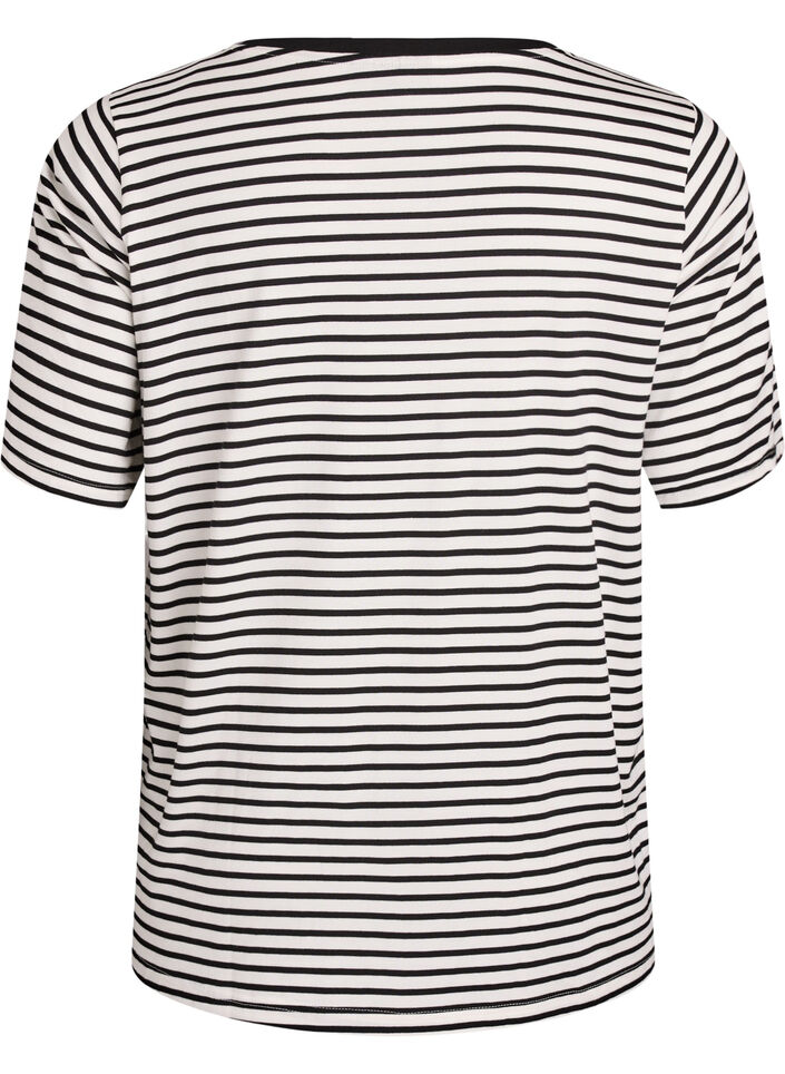 Koszulka z TENCEL&trade; Lyocell i paskami, Biały, Packshot image number 1