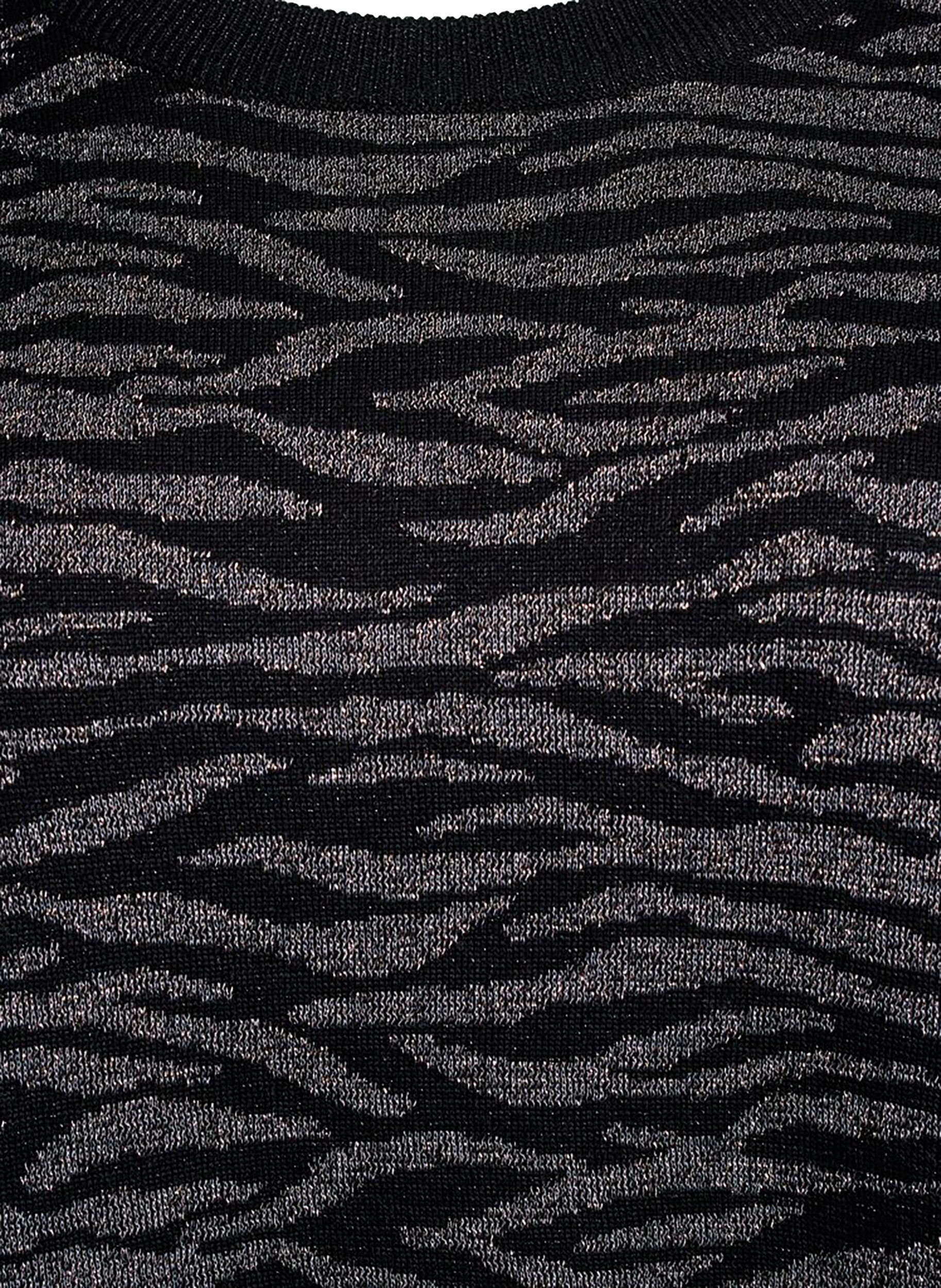 Zizzi Wzorzysta bluzka z dzianiny z efektem brokatu, Czarne, Packshot image number 2