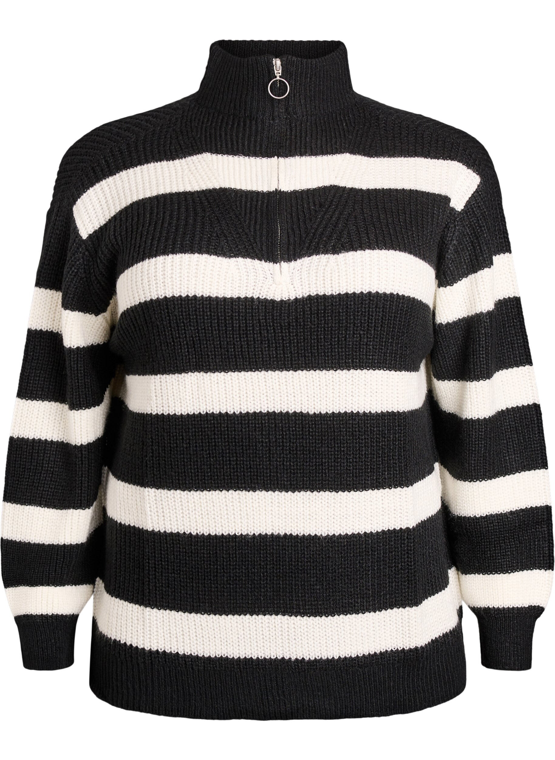 ZizziDzianinowy golf z&nbsp;zamkiem, Czarne, Packshot image number 0
