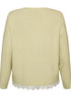 Sweter z dzianiny z koronkowym wykonczeniem u dolu, Zielony, Packshot image number 1