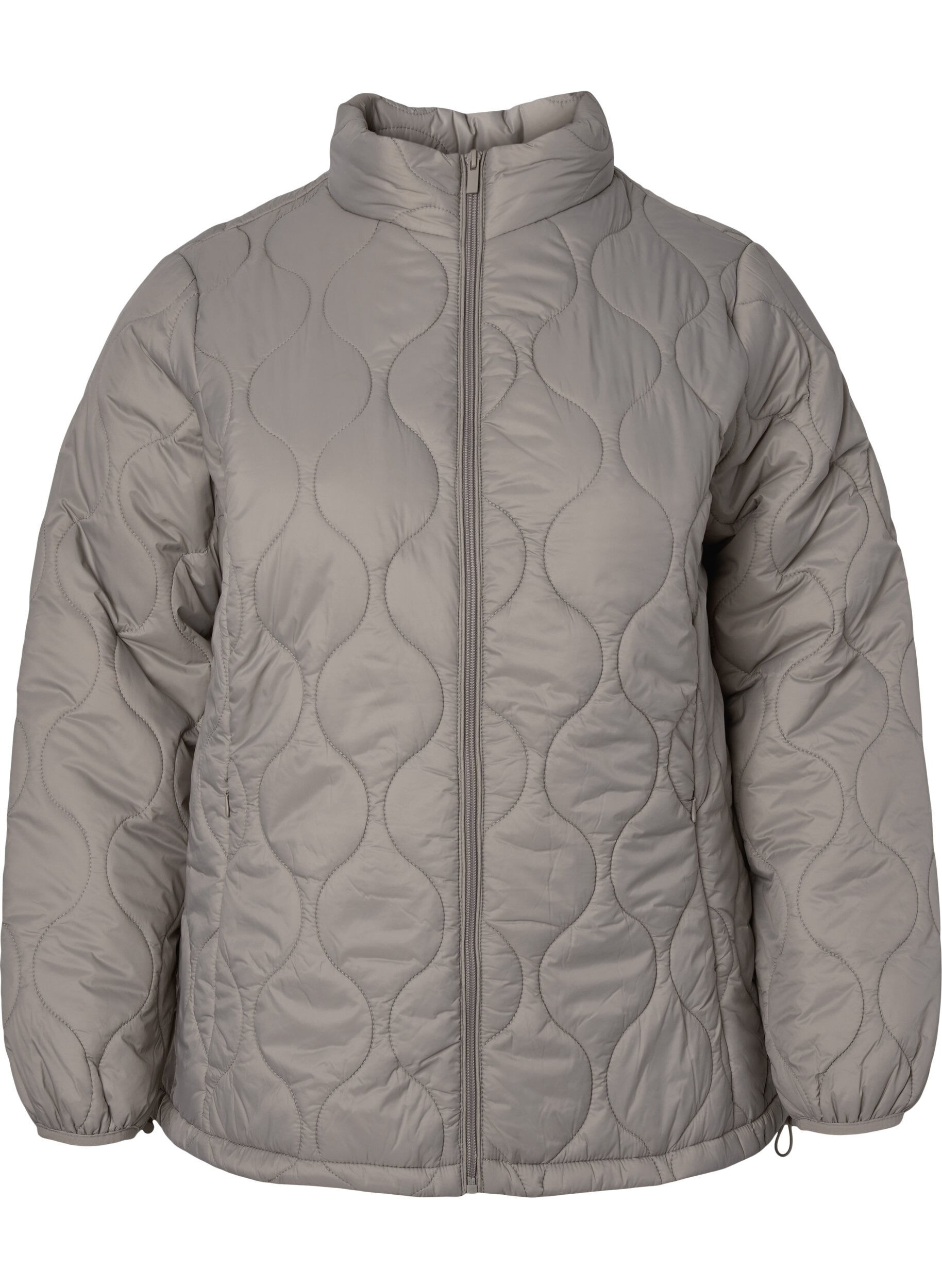 Zizzi Quilted jacket with zip and pockets, Moon Rock, Packshot image number 0